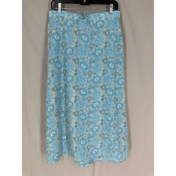 90s Vintage Skirt Women Large Blue Midi Paisley Boho Bohemian Cottagecore Pastel - Picture 6 of 8